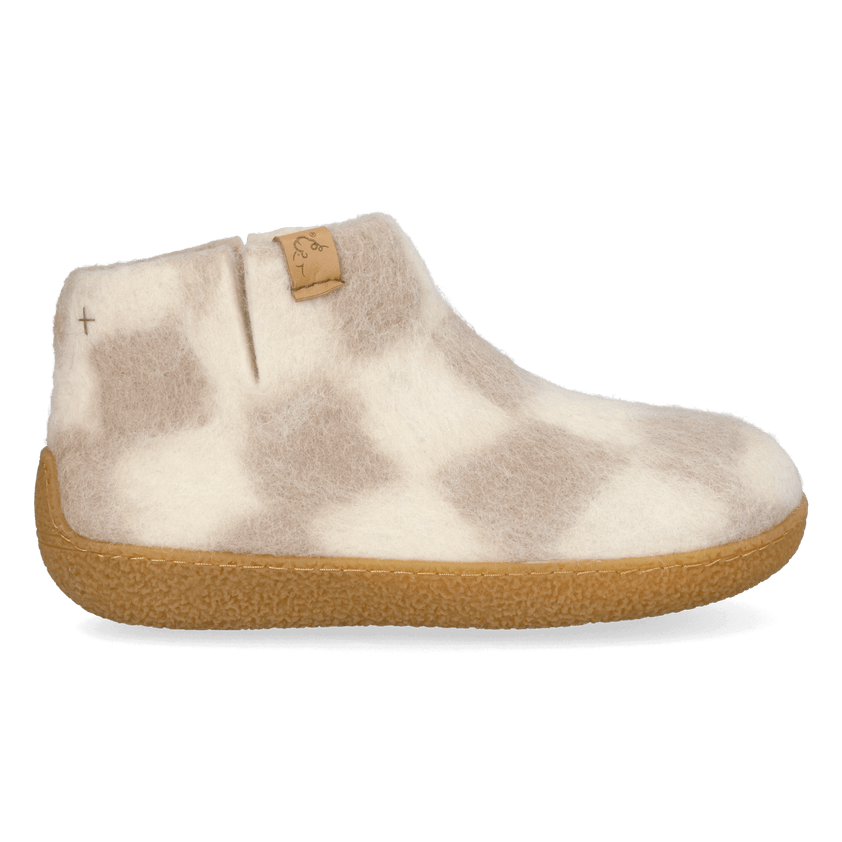 Rabara Maha Wool Felt Slippers White/Diamond