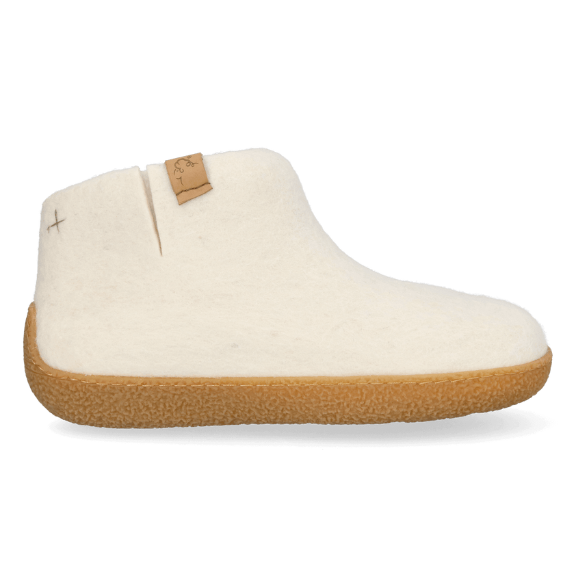 Rabara Maha Wool Felt Slippers White