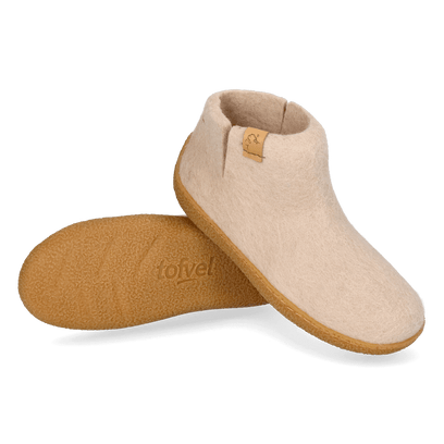 Rabara Maha Wool Felt Slippers Camel