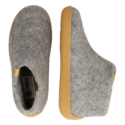 Rabara Maha Wool Felt Slippers Marbled Light Grey