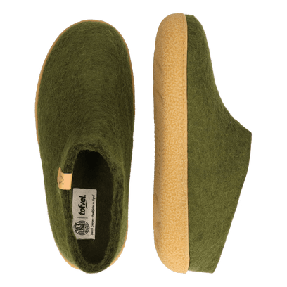 Slipa Maha Wool Felt Slip-On Slippers Olive Green