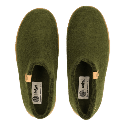 Slipa Maha Wool Felt Slip-On Slippers Olive Green