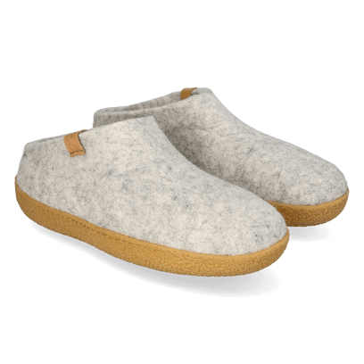 Slipa Maha Wool Felt Slip-On Slippers Natural Delta